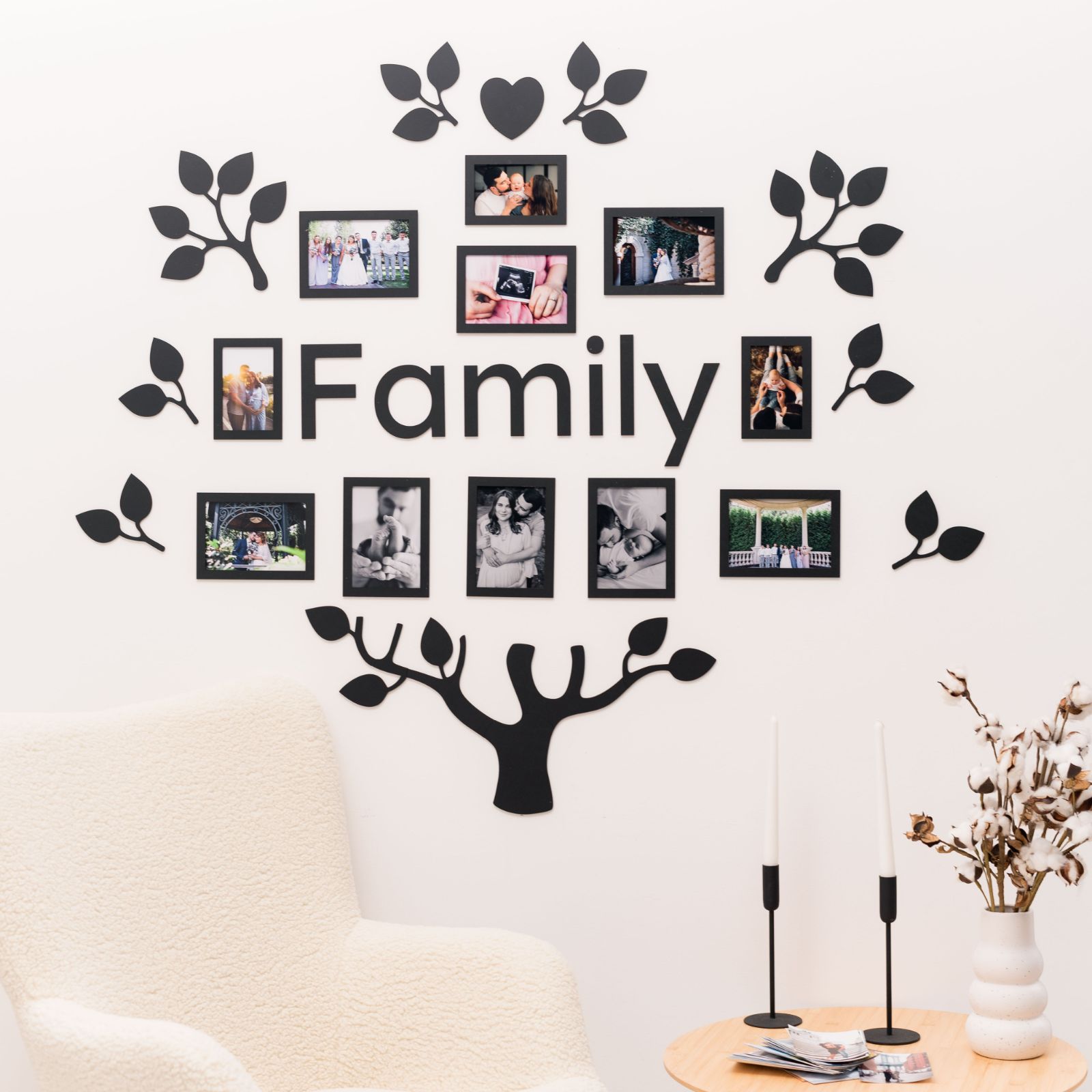 Wooden Led Family Tree - Black Ember