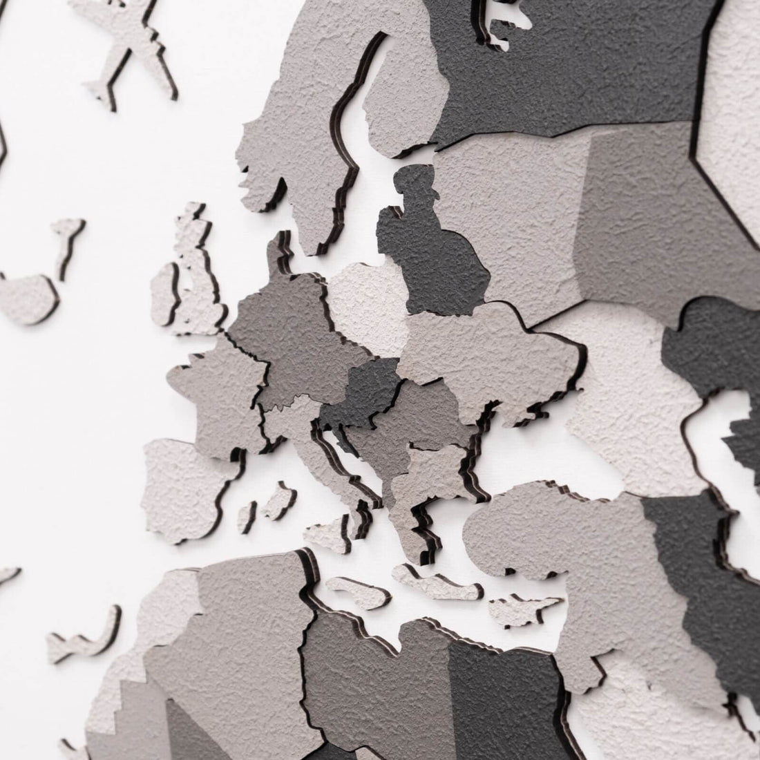 3D Wooden World Map Concrete