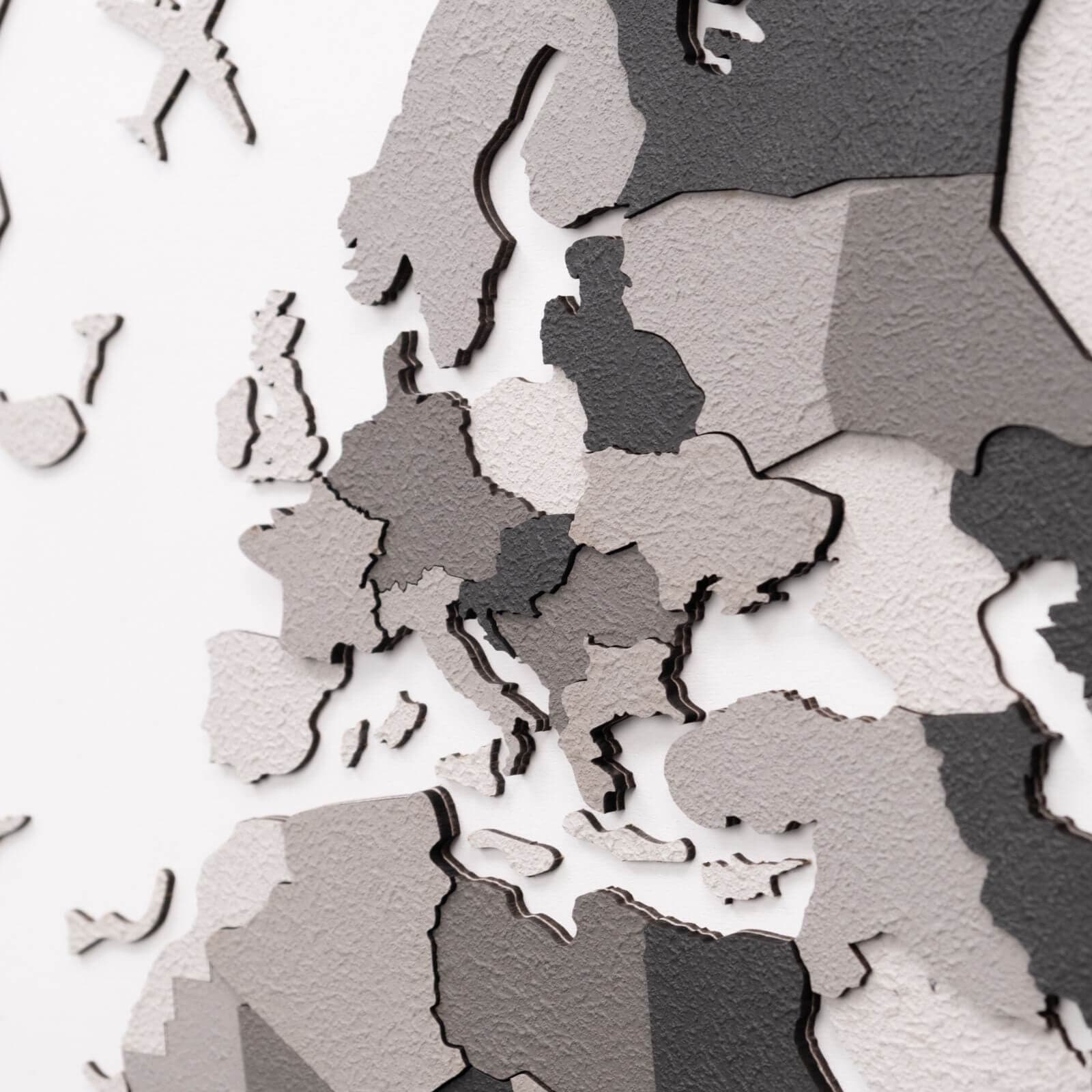 3D Wooden World Map Concrete