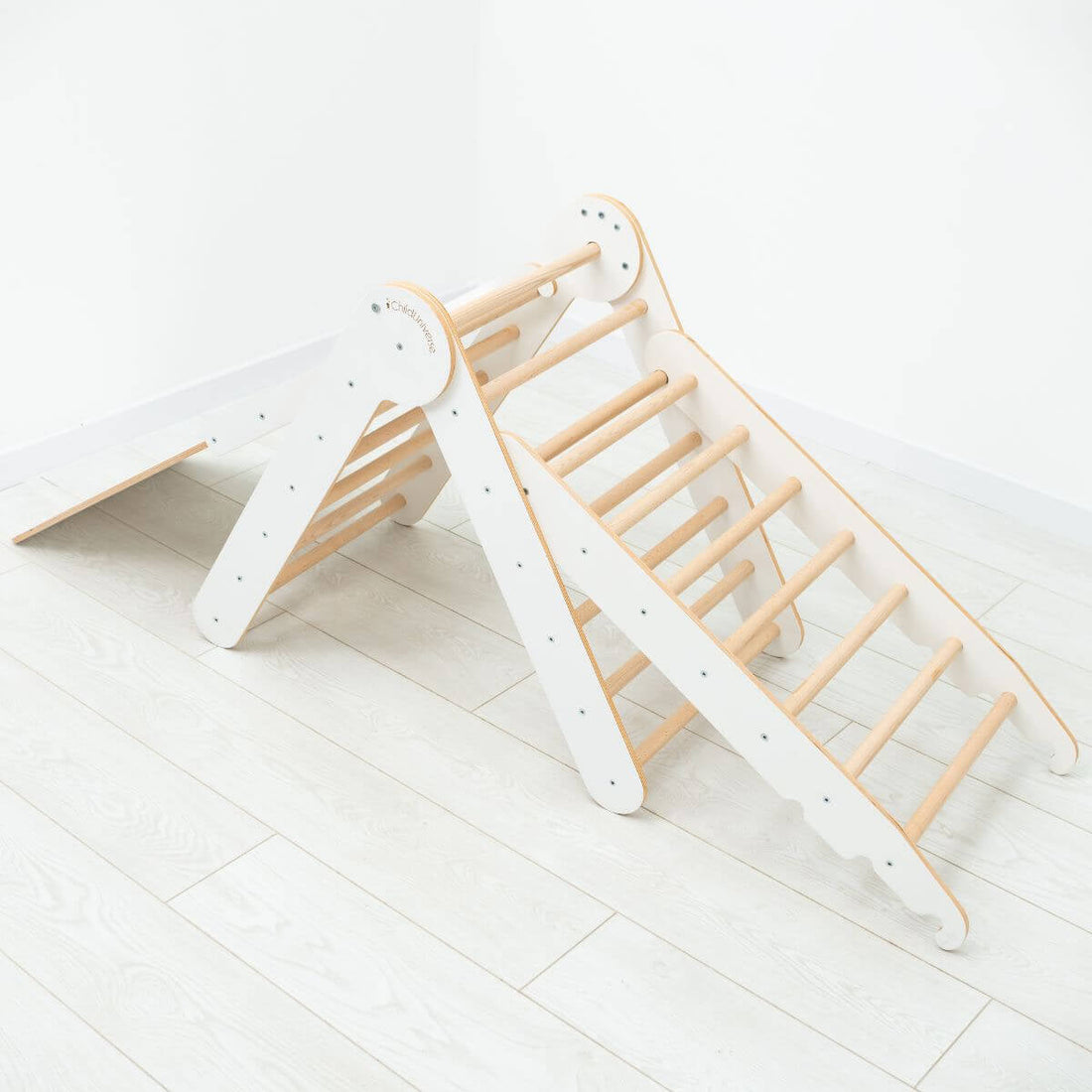 3 in 1 Montessori Climbing Set: Pikler Triangle + Sliding Ramp + Ladder