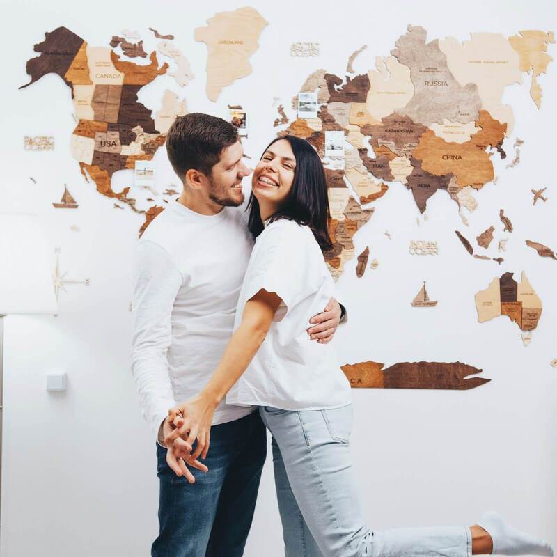 The United States & World Wooden Map Puzzle Full Packed (Made in USA)