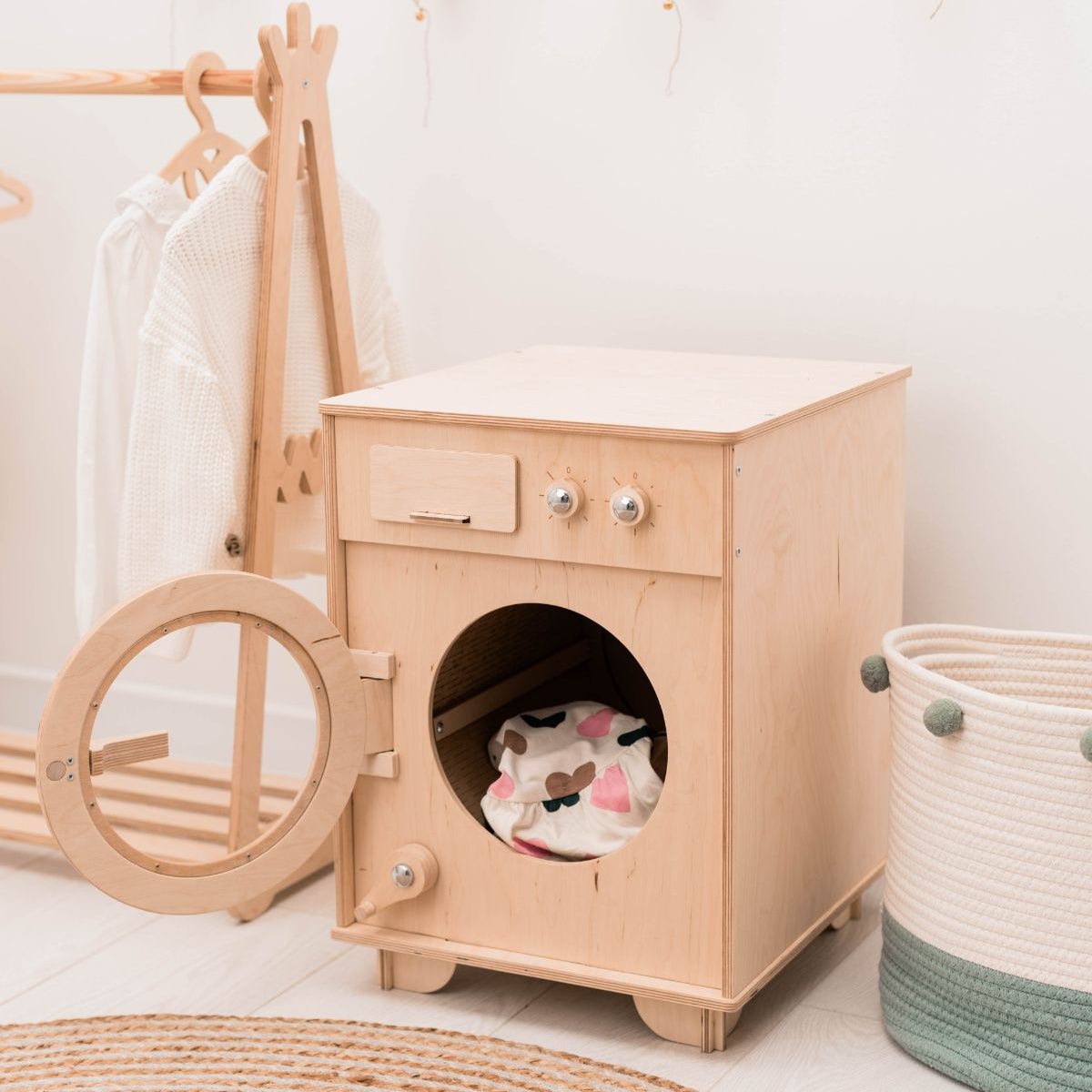 Natural Wooden Toy Washing Machine