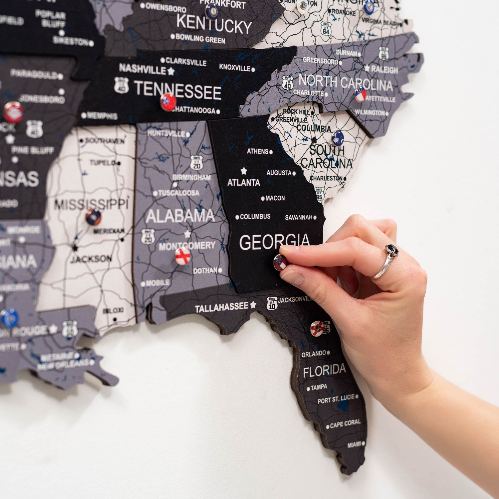Wooden 3d Map of USA - Nordik