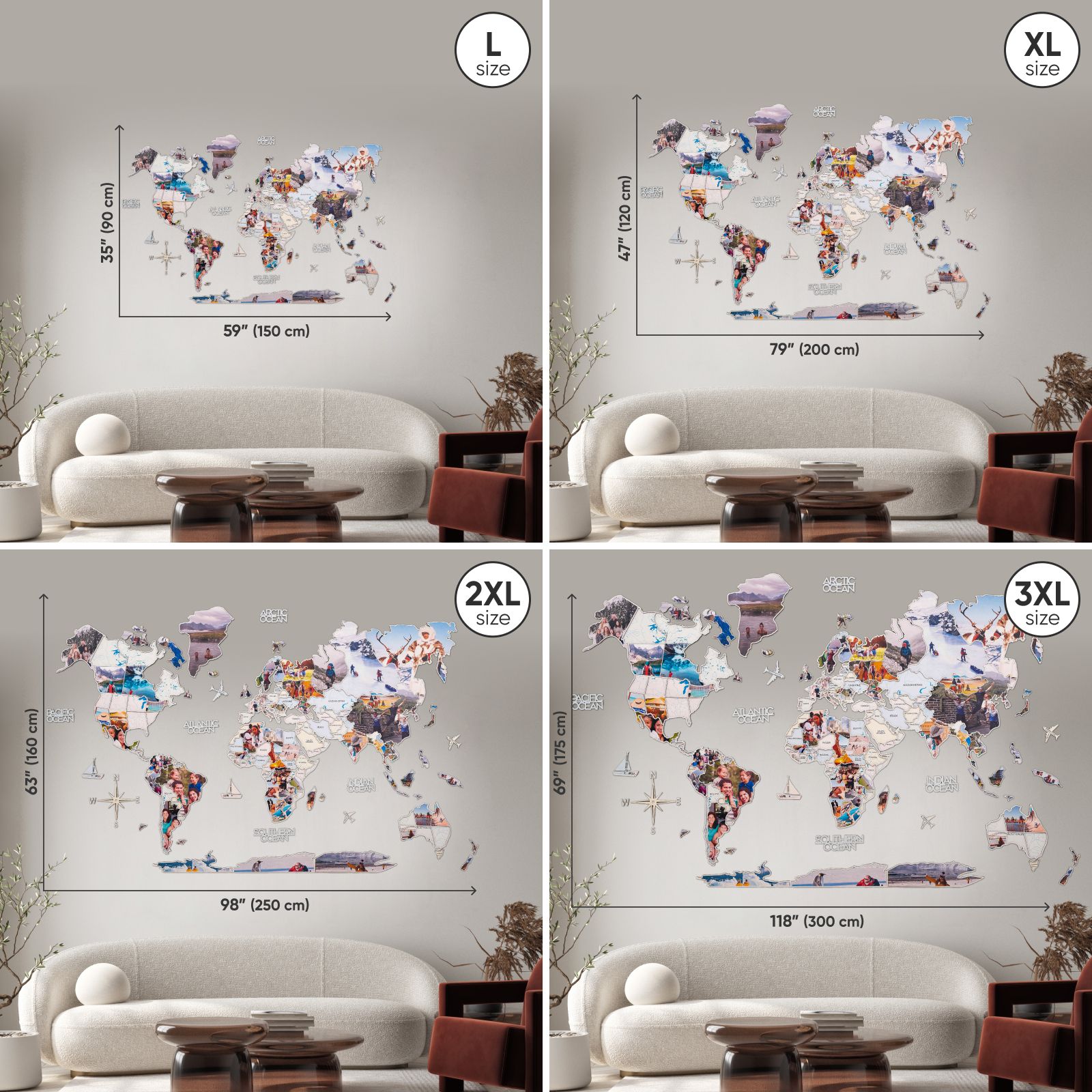World Photo Map Pastel