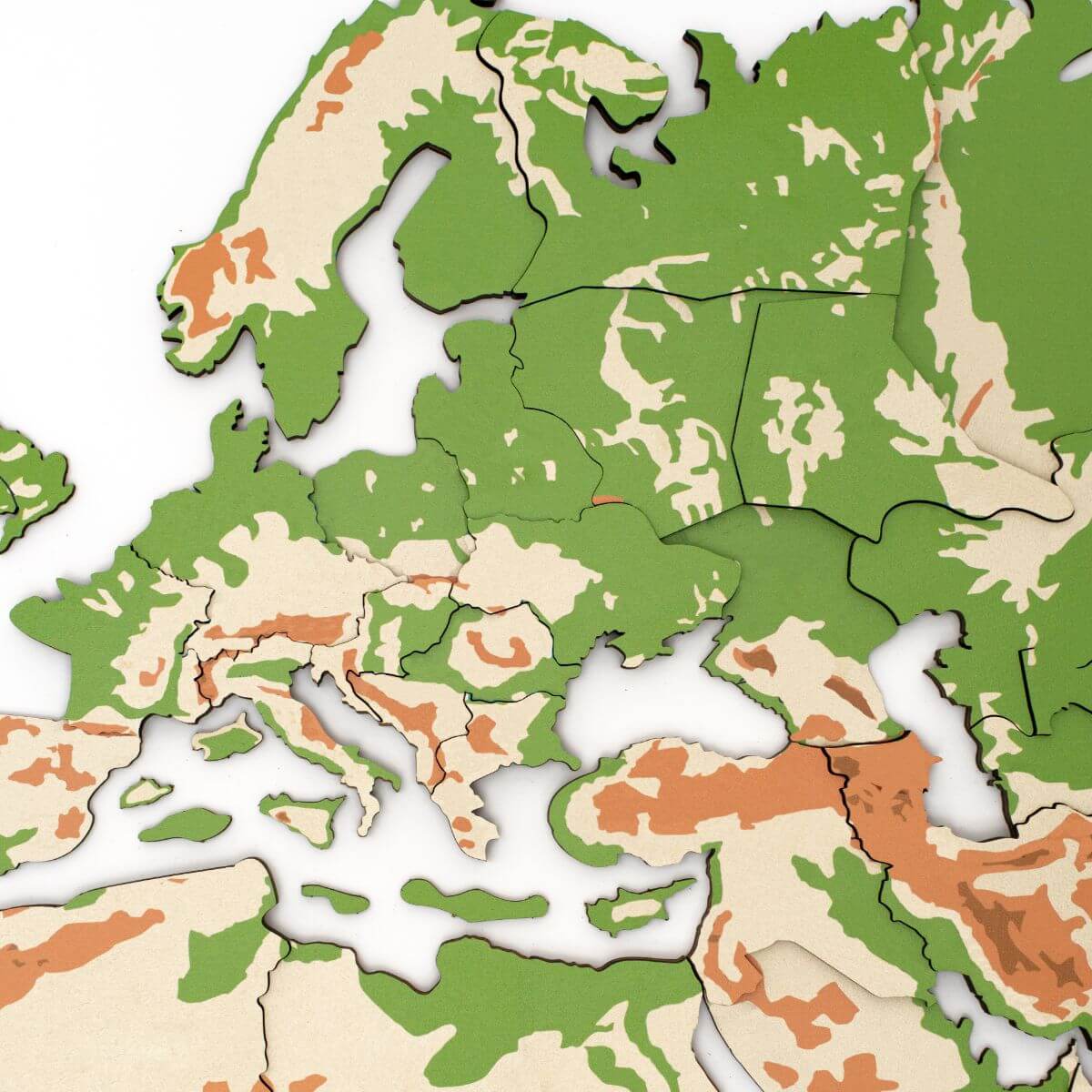 3D Wooden World Map Physical