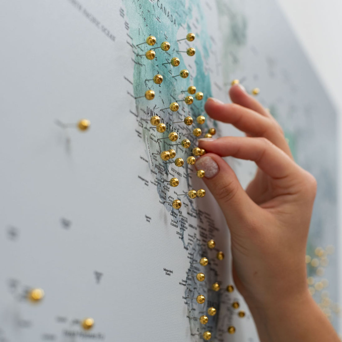 World Map on Canvas - Sky Blue