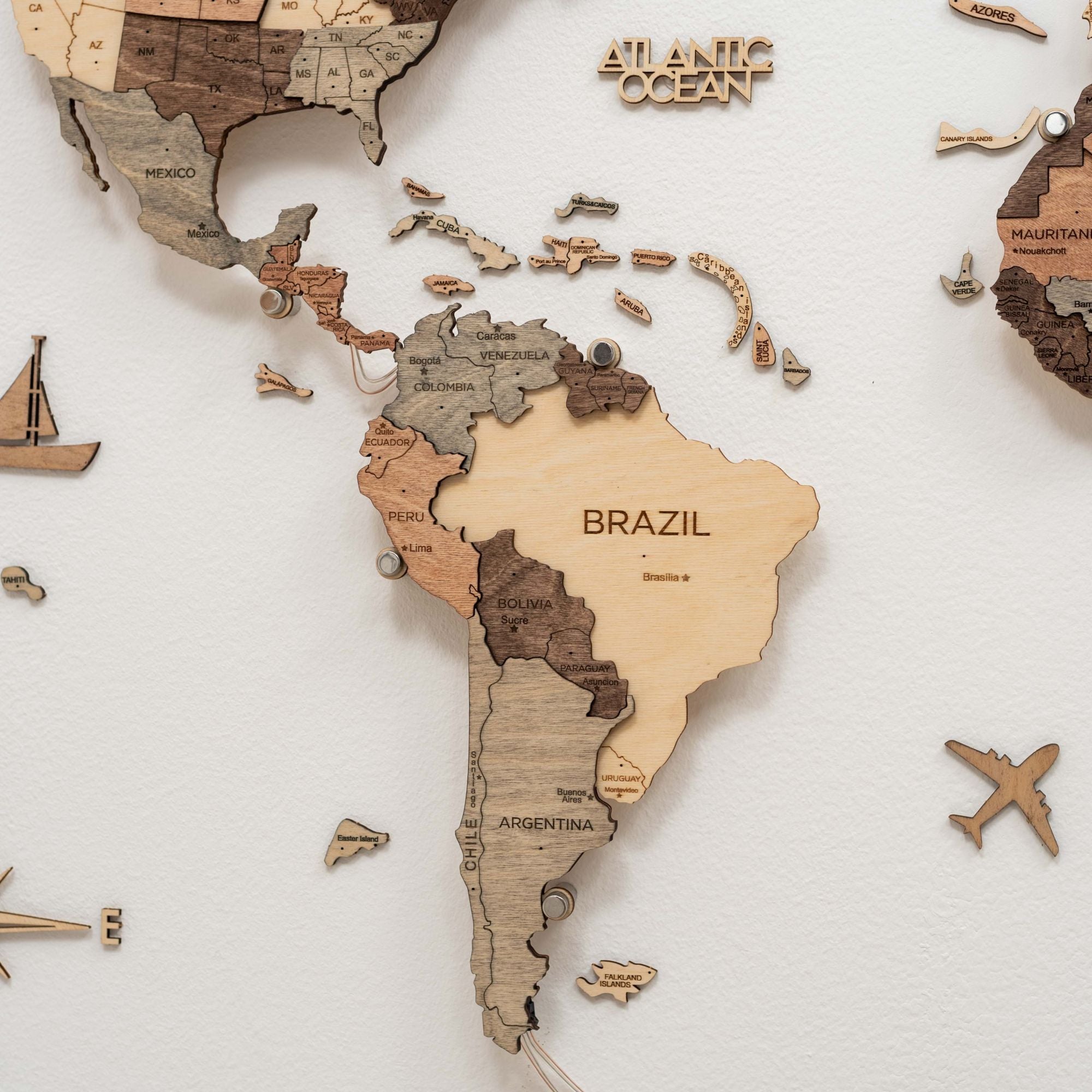 3D LED Wooden World Map 3.0 Smokey