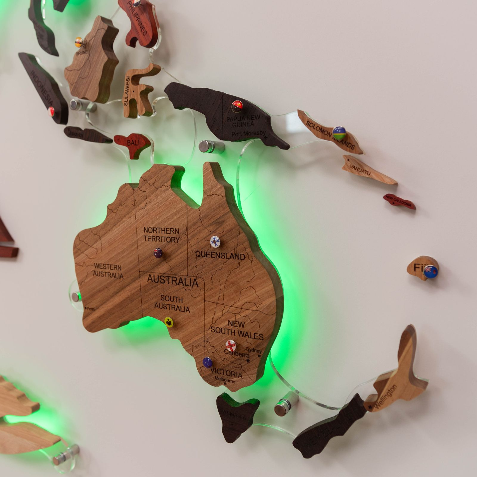 3D Solid Wooden World Map