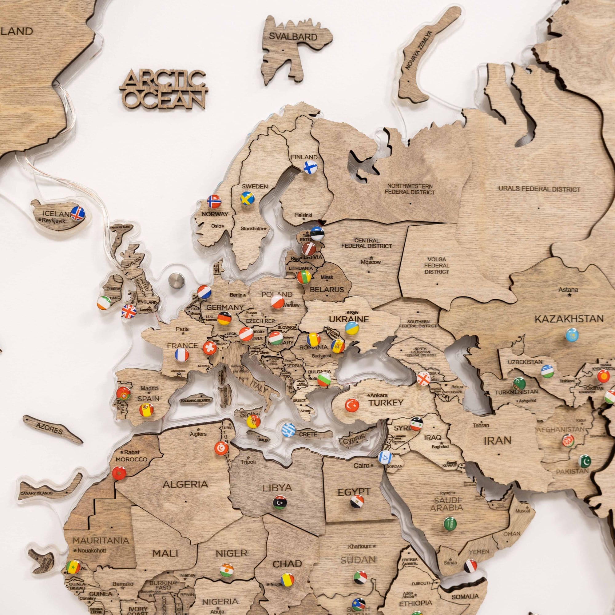 3D LED Wooden World Map 2.0 Terra