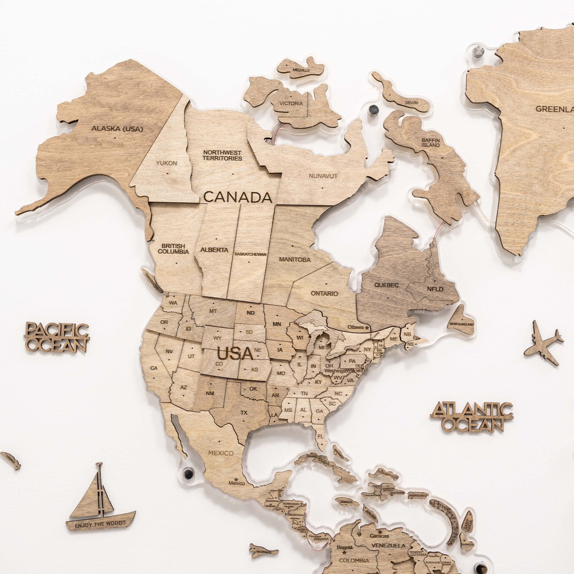 3D LED Wooden World Map 2.0 Terra