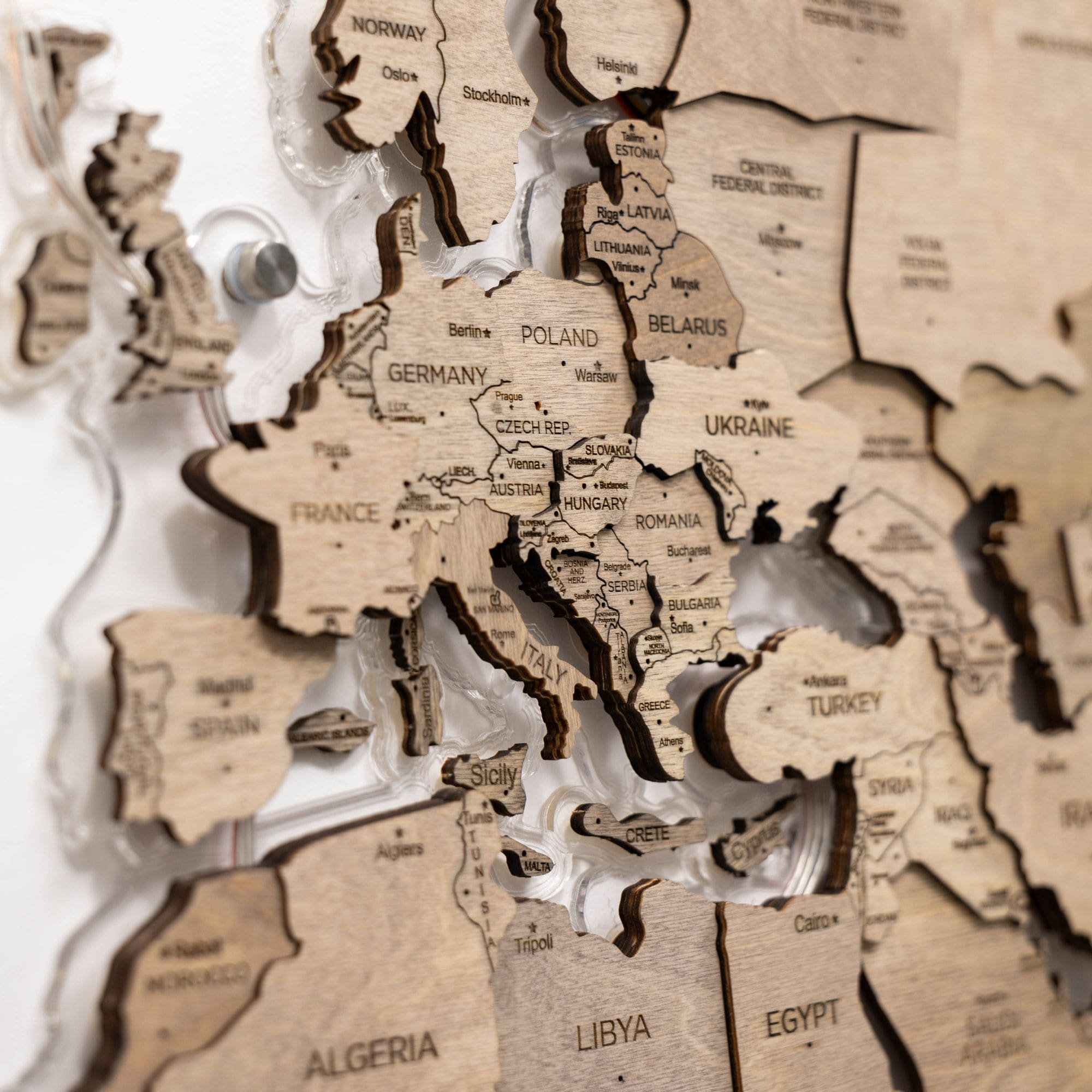3D LED Wooden World Map 2.0 Terra