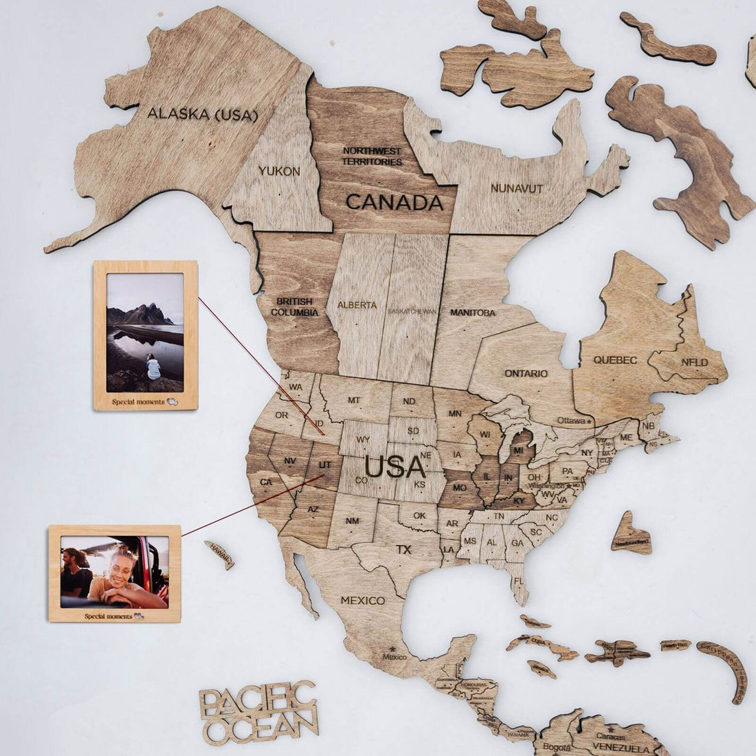 3D Wooden World Map Terra (for US only)