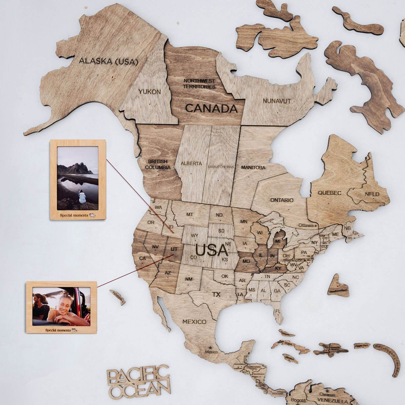 3D Wooden World Map Terra (for US only)