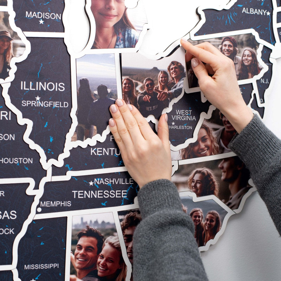 USA Photo Map Midnight