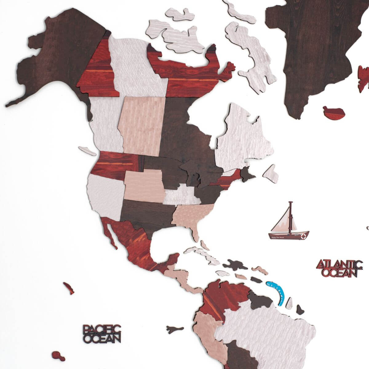 3D Wooden World Map Urban