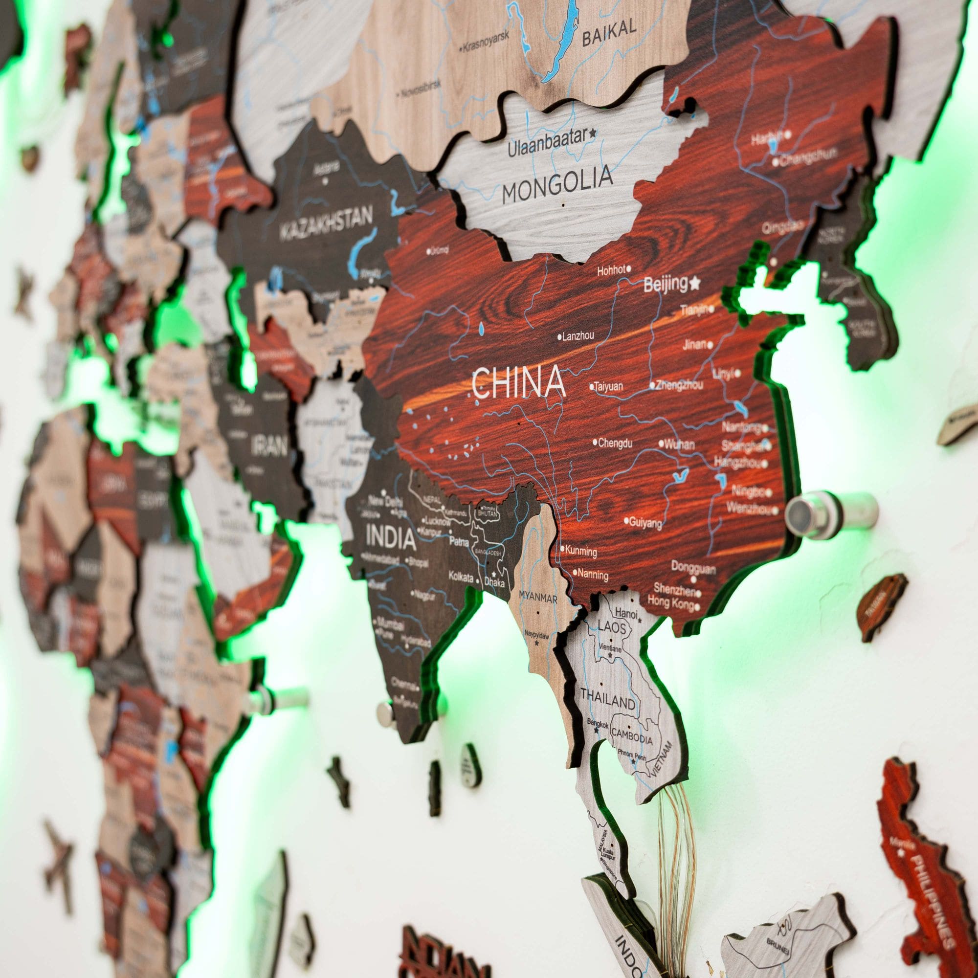 3D LED / LUMINOUS Wooden World Map 3.0 Urban