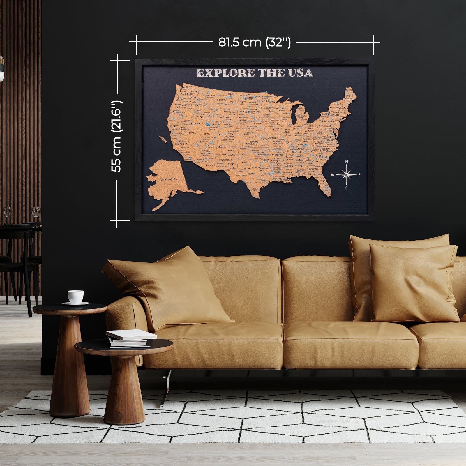 Cork USA Maps - Black