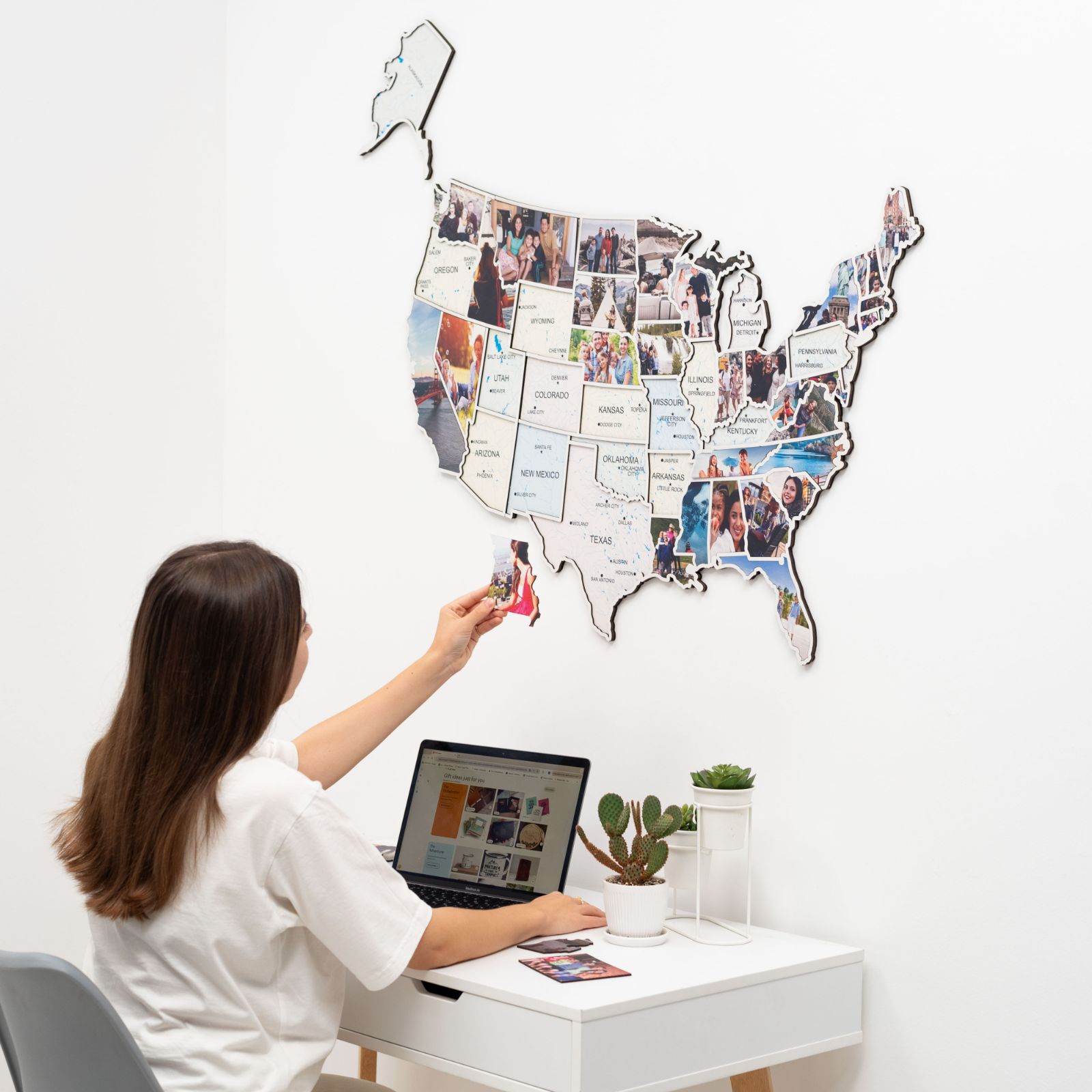 USA Photo Map Pastel