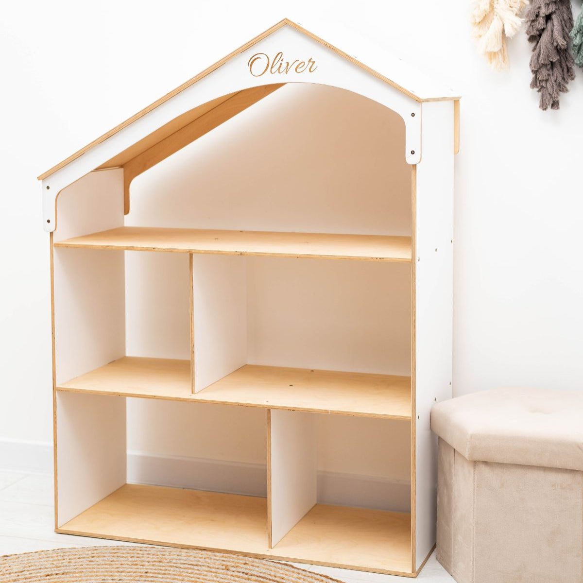Wooden Dollhouse Bookshelf