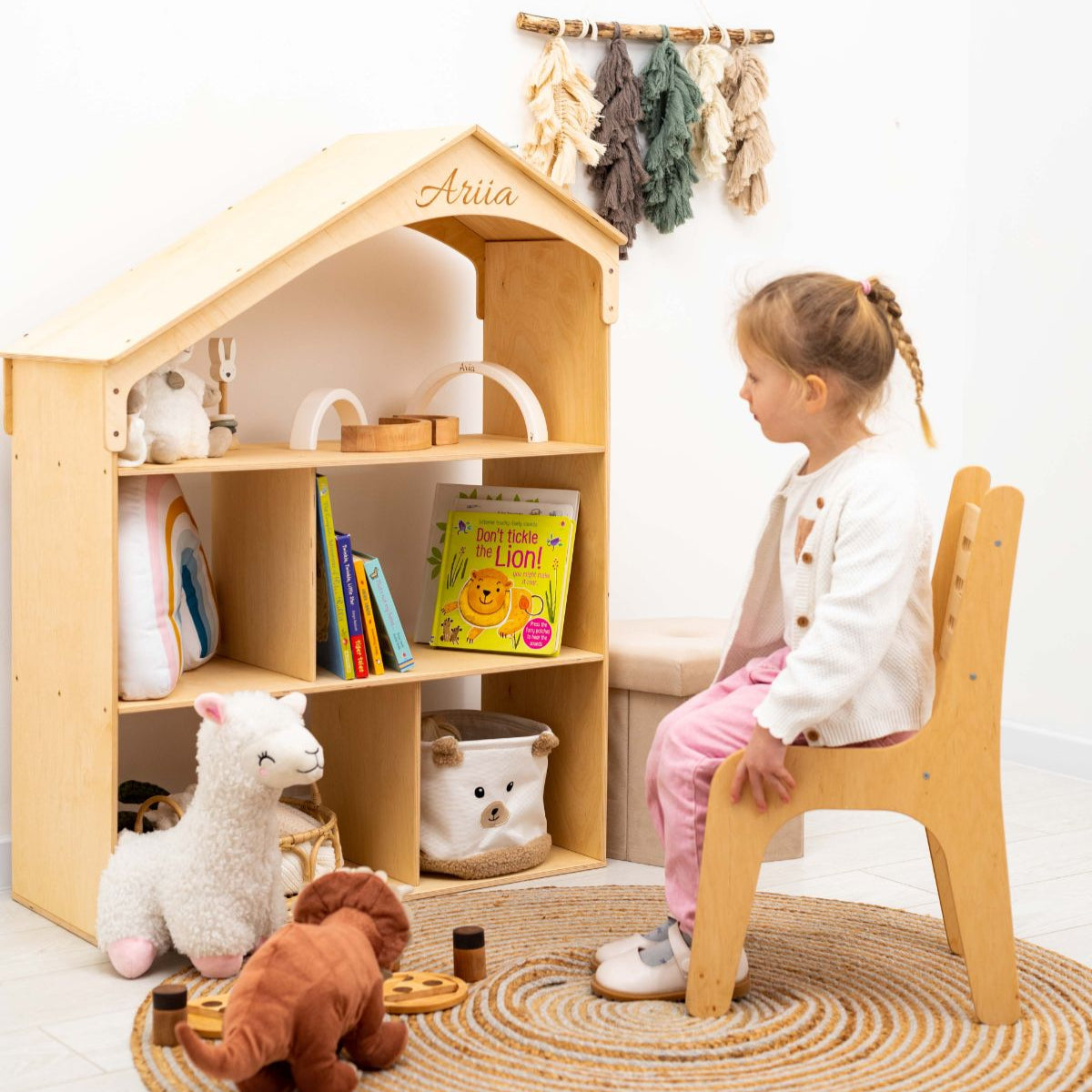 Wooden Dollhouse Bookshelf