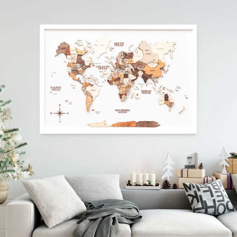 The 3D Wooden Travel World Map (Made in USA)