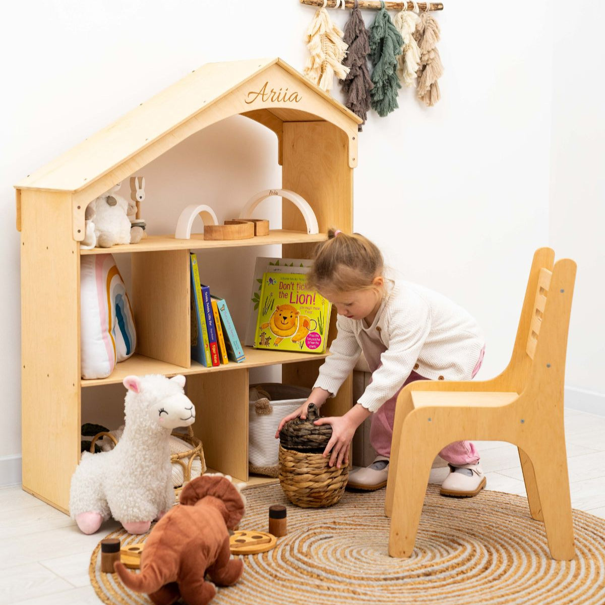 Wooden Dollhouse Bookshelf