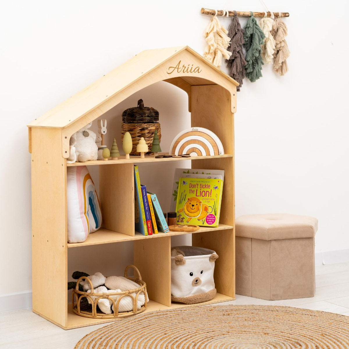 Wooden Dollhouse Bookshelf