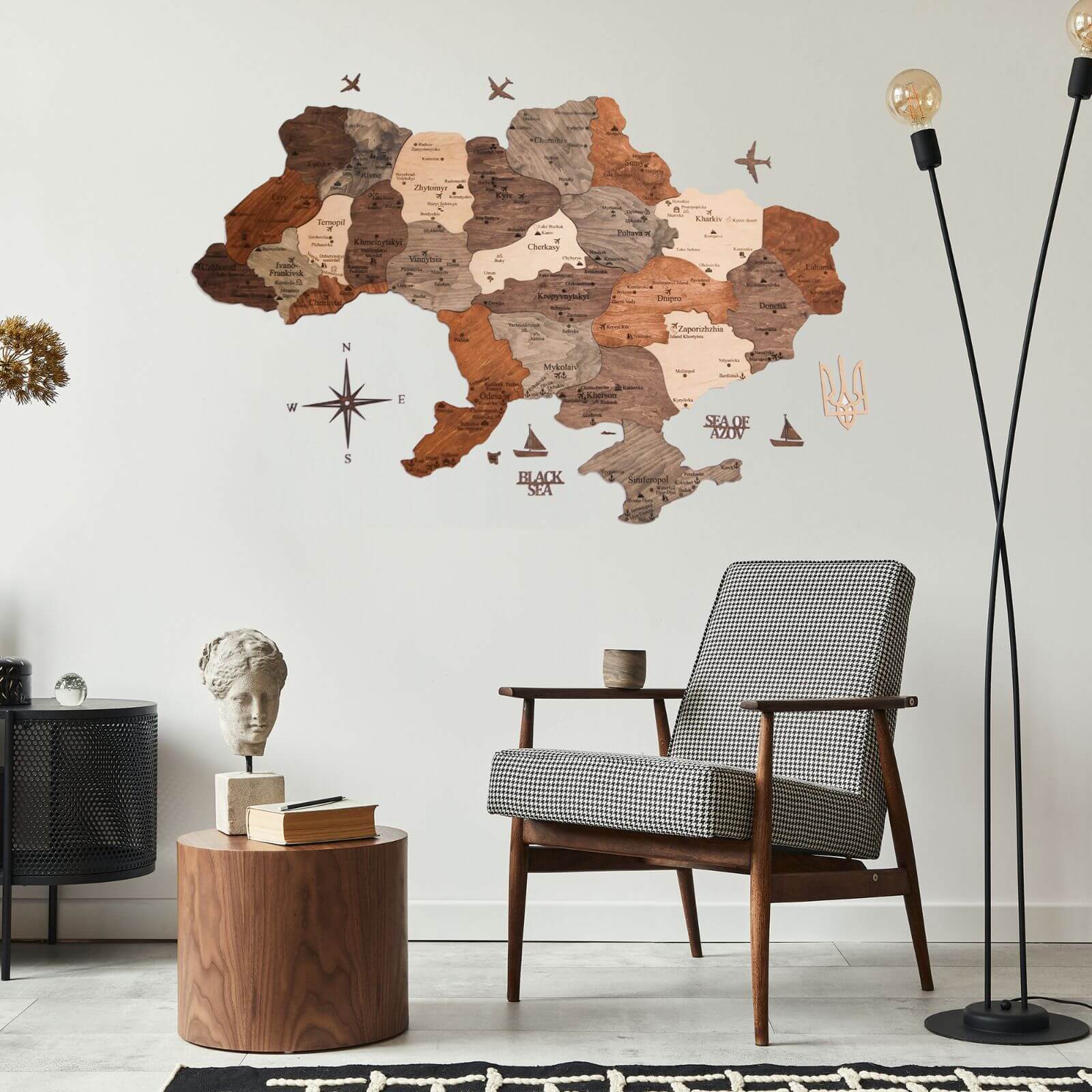 Wooden Map of Ukraine Nordik